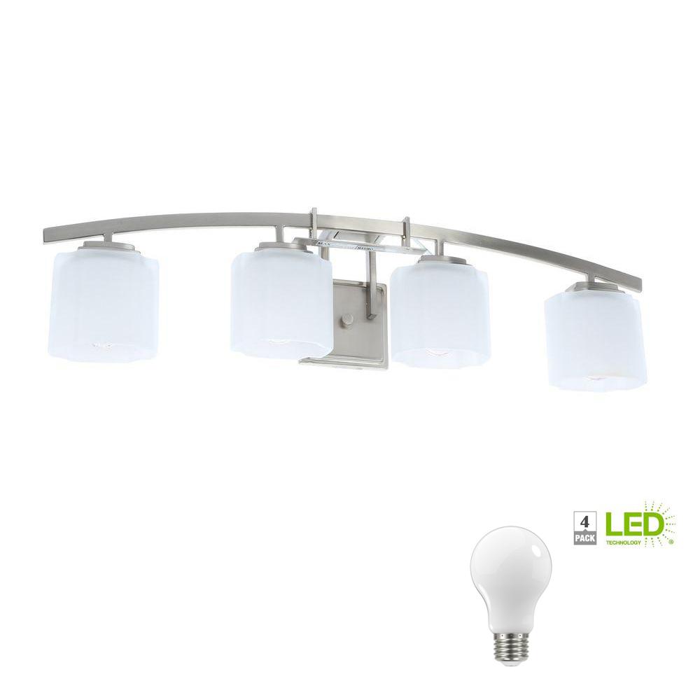 Hampton Bay Vanity Lighting The Home Depot Architecture 4 Light Brushed Nickel Vanity