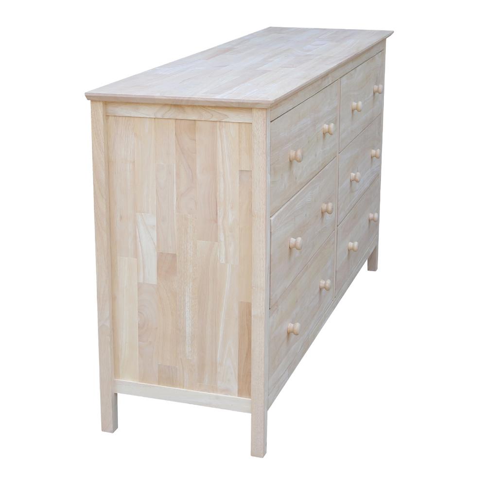 International Concepts Brooklyn 6 Drawer Unfinished Wood Dresser