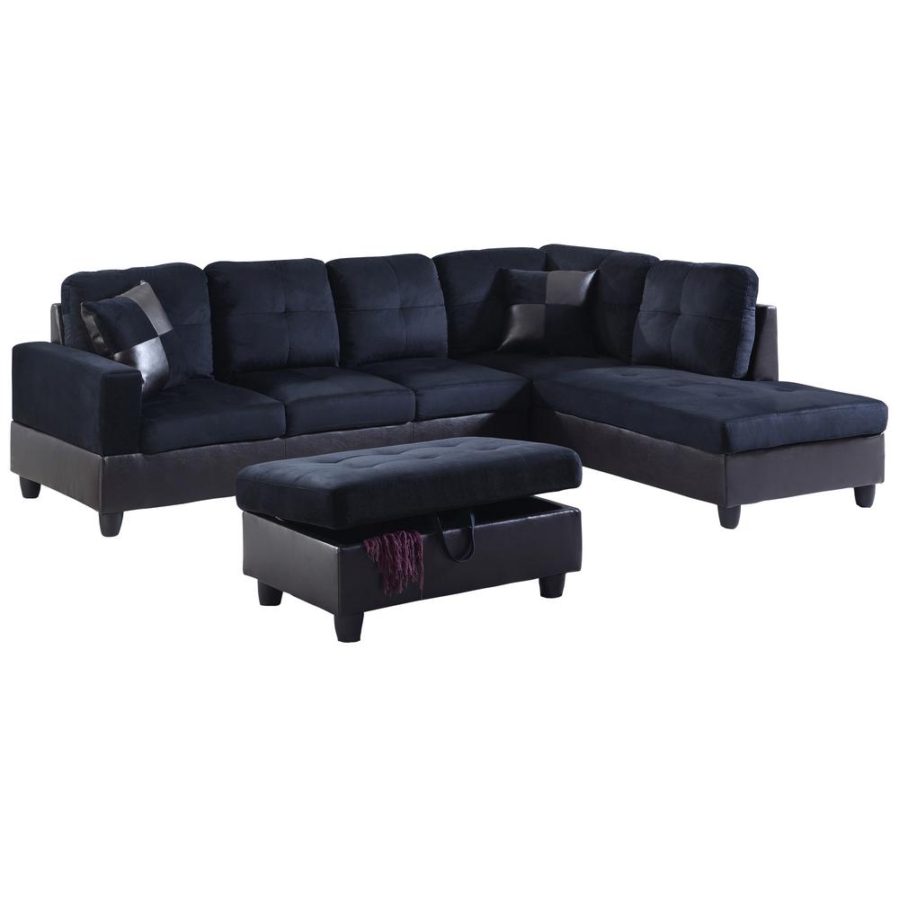 Midnight Blue Leather Sectional Sofa Baci Living Room