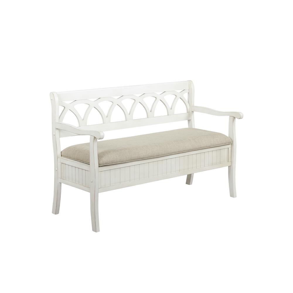 Home Styles Linear White Storage Bench 800027 The Home Depot