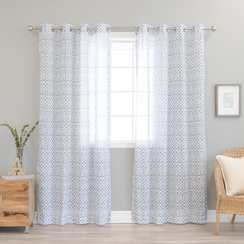 Grommet Blue Asian Curtains Drapes Window Treatments