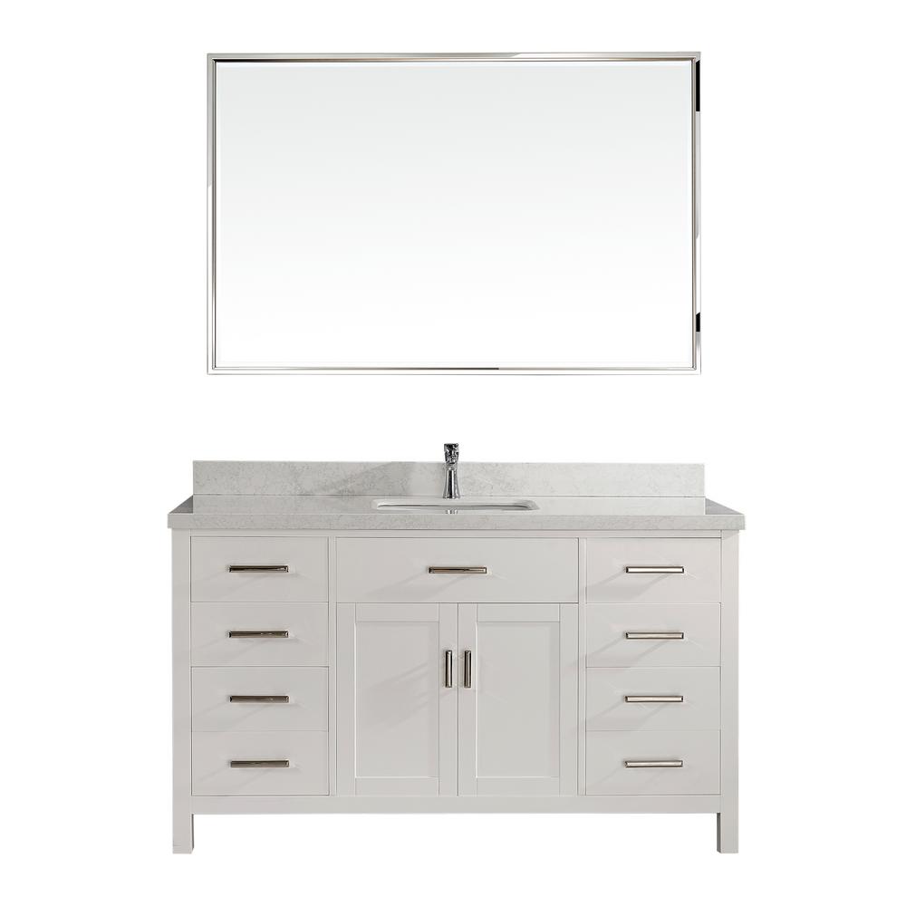 Studio Bathe Calais 60 in. Vanity in White with Solid Surface Marble ...
