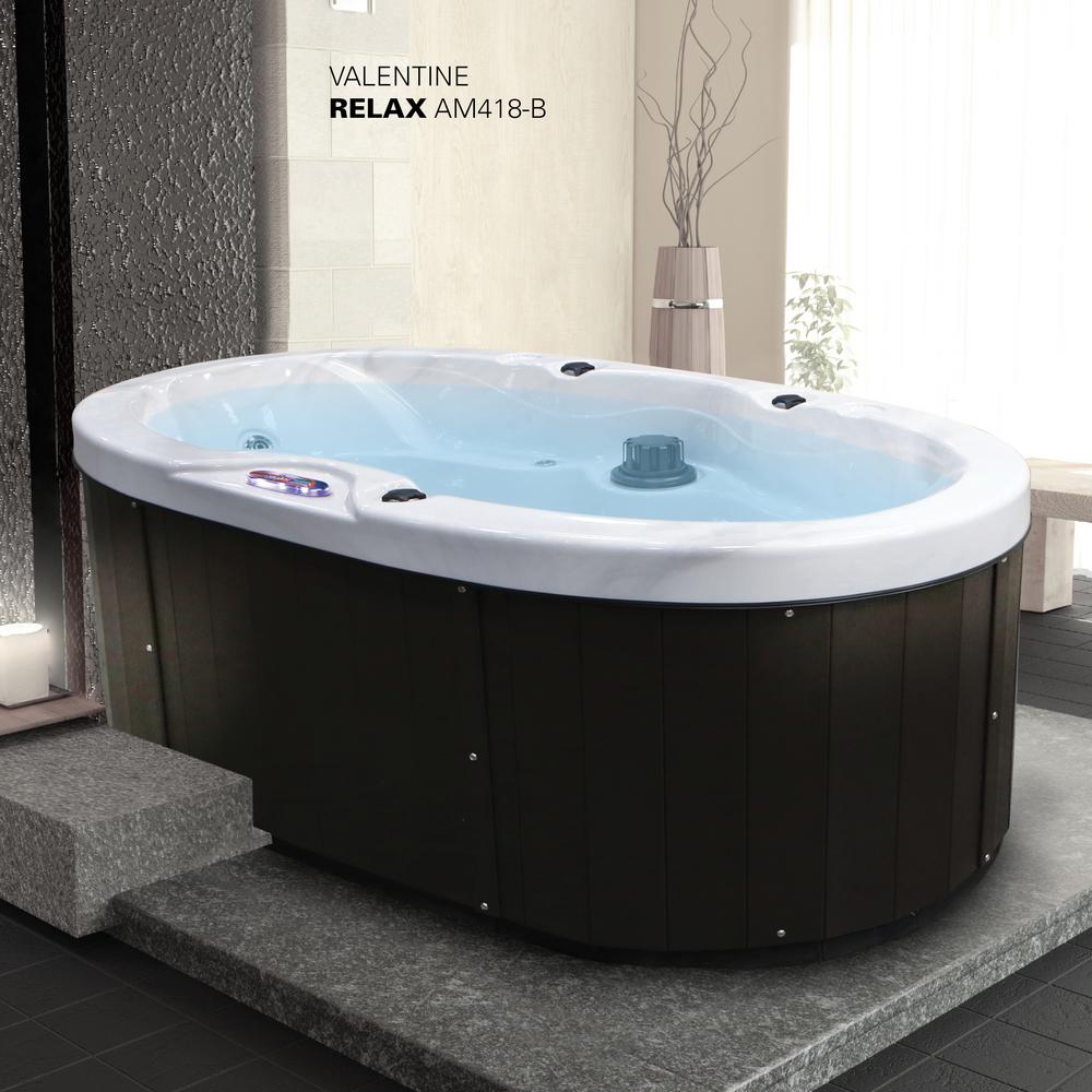 American Spas 2 Person 18 Jet Premium Acrylic Valentine Spa Hot Tub With Waterfall And Handrail 2851