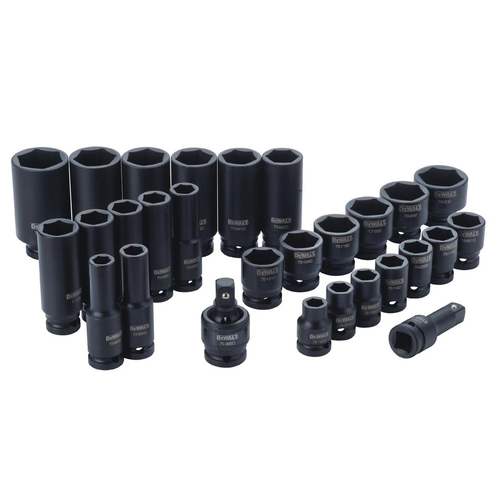 DEWALT 1/2 in. Drive SAE Impact Socket Set (28Piece)DWMT19244 The