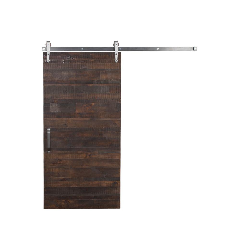 Rustica Hardware 42 In X 84 In Rustica Reclaimed Wood Sliding Barn Door With Arrow Hardware Kit Hd36x7rrrrarbs The Home Depot