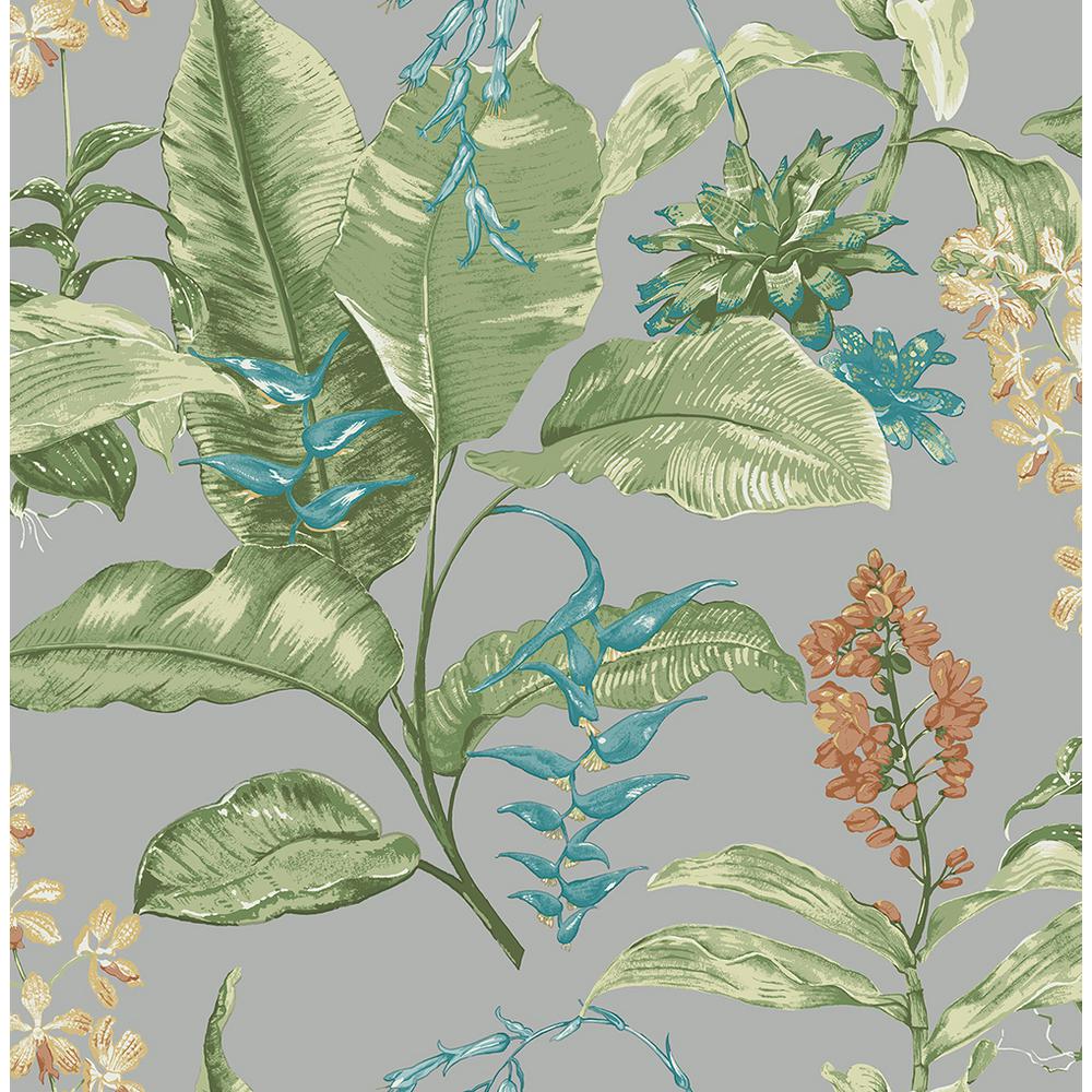James Maui Grey Botanical WallpaperPS41808 The Home Depot