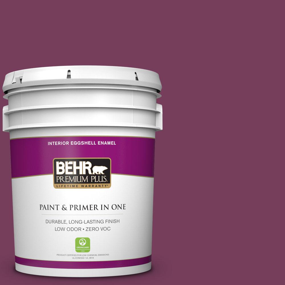 BEHR Premium Plus 5 gal. 100D7 Maroon Eggshell Enamel Zero VOC