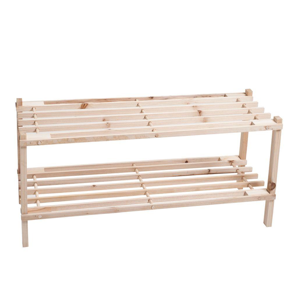 Lavish Home 2 Tier 6 Pair Blonde Wood Shoe Storage Rack 83 10 2 The Home Depot