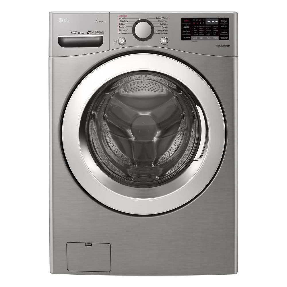LG Electronics 4.5 cu.ft. High Efficiency Large Smart Front Load Washer with Steam and Wi-Fi Enabled in Graphite Steel, ENERGY STAR