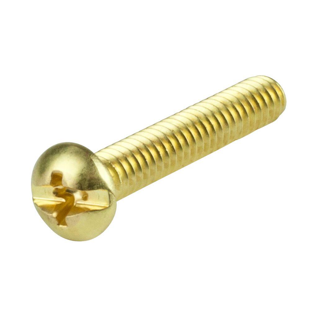Everbilt 832 tpi x 1 in. Brass RoundHead Combo Drive Machine Screw