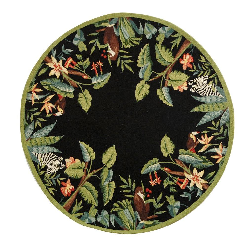 Safavieh Chelsea Black/Green 6 ft. x 6 ft. Round Area RugHK295B5R