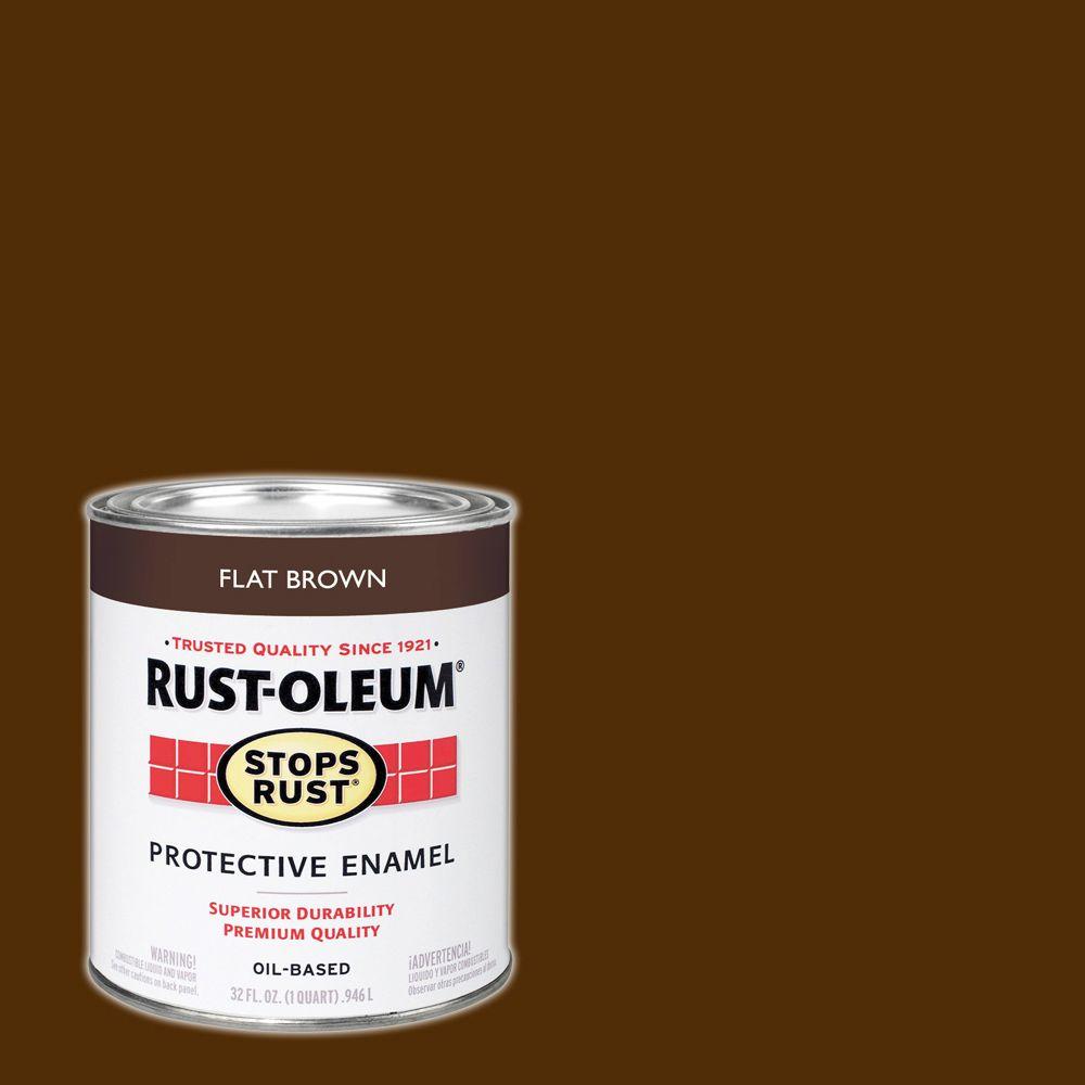 Rust Oleum Stops 1 Qt Protective Enamel Flat Brown Interior Protective Enamel Flat Brown Interior Exterior Paint