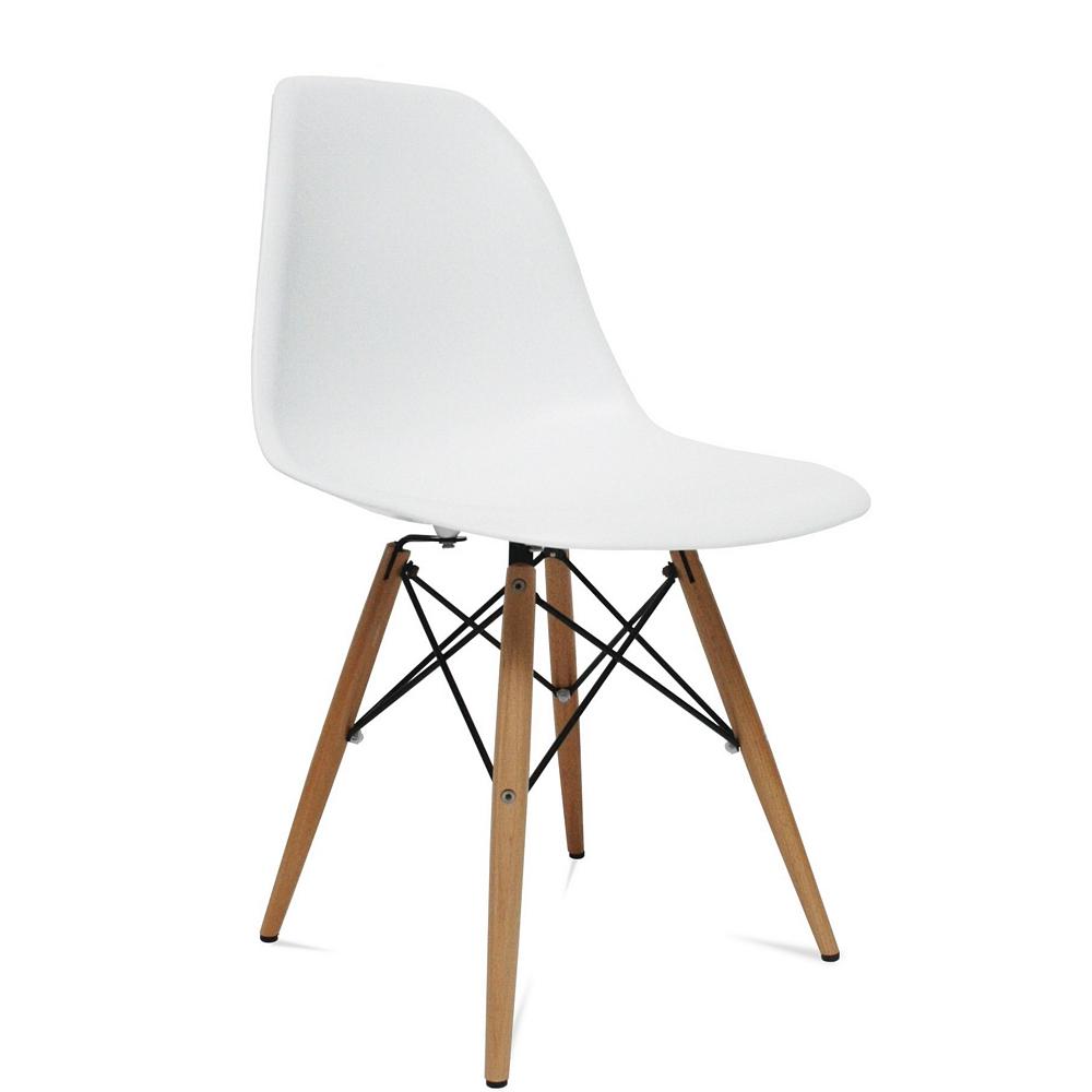 Amerihome Retro Clic Style Scoop Seat Chairs With Wooden Legs In White Wood Leg Side Dining Chair