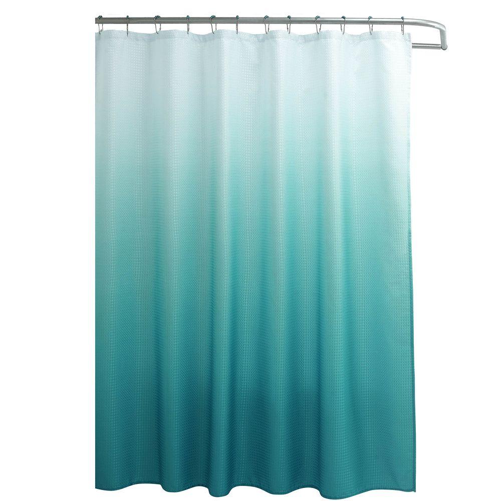 Reviews For Creative Home Ideas Ombre Turquoise 70 In X 72 In Texture Printed Shower Curtain Set With Beaded Rings Ymc002735 The Home Depot