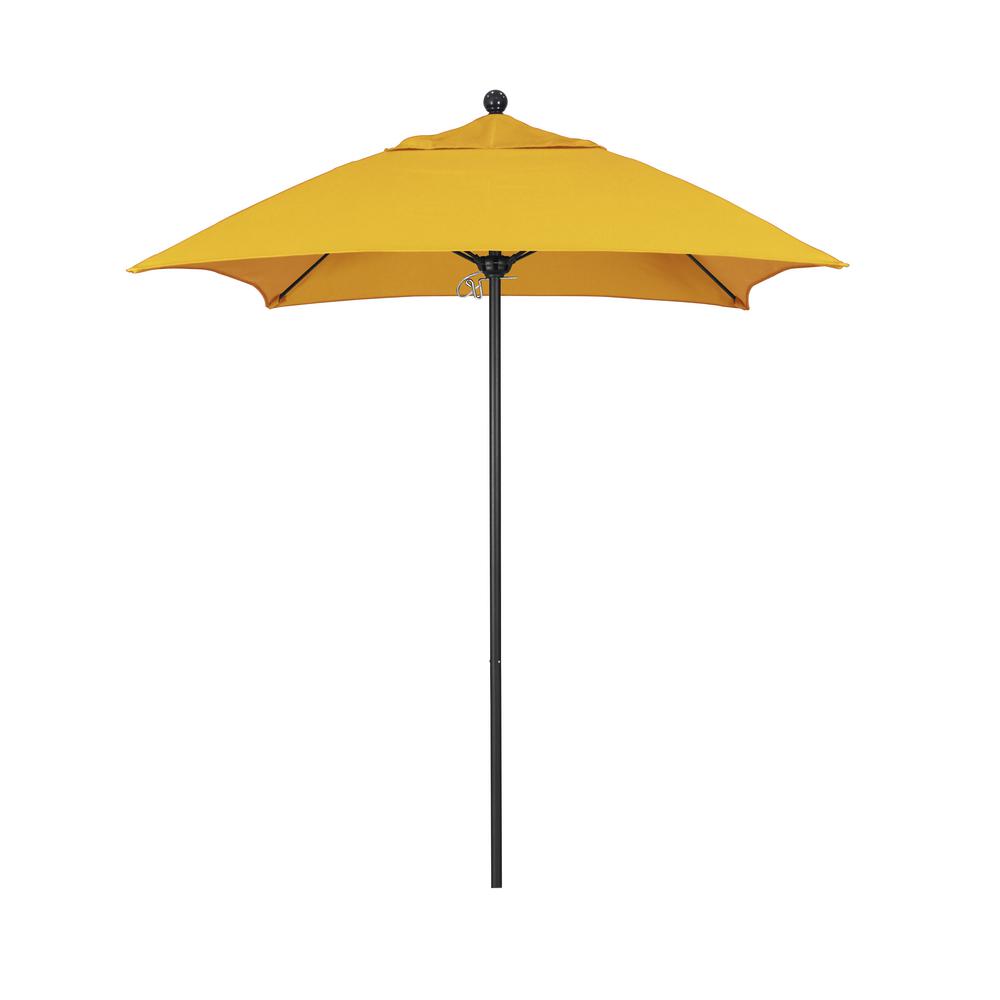 California Umbrella 6 Ft Square Black Aluminum Market Patio Umbrella With Manual Lift And Fiberglass Ribs In Sunflower Yellow Sunbrella Alto604302 5457 The Home Depot