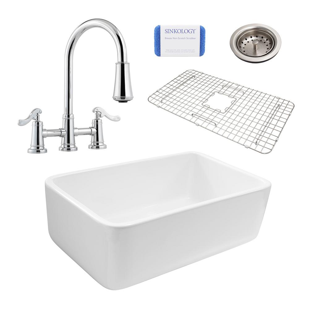 SINKOLOGY Bradstreet Reversible AllInOne Farmhouse Fireclay 30.5 in