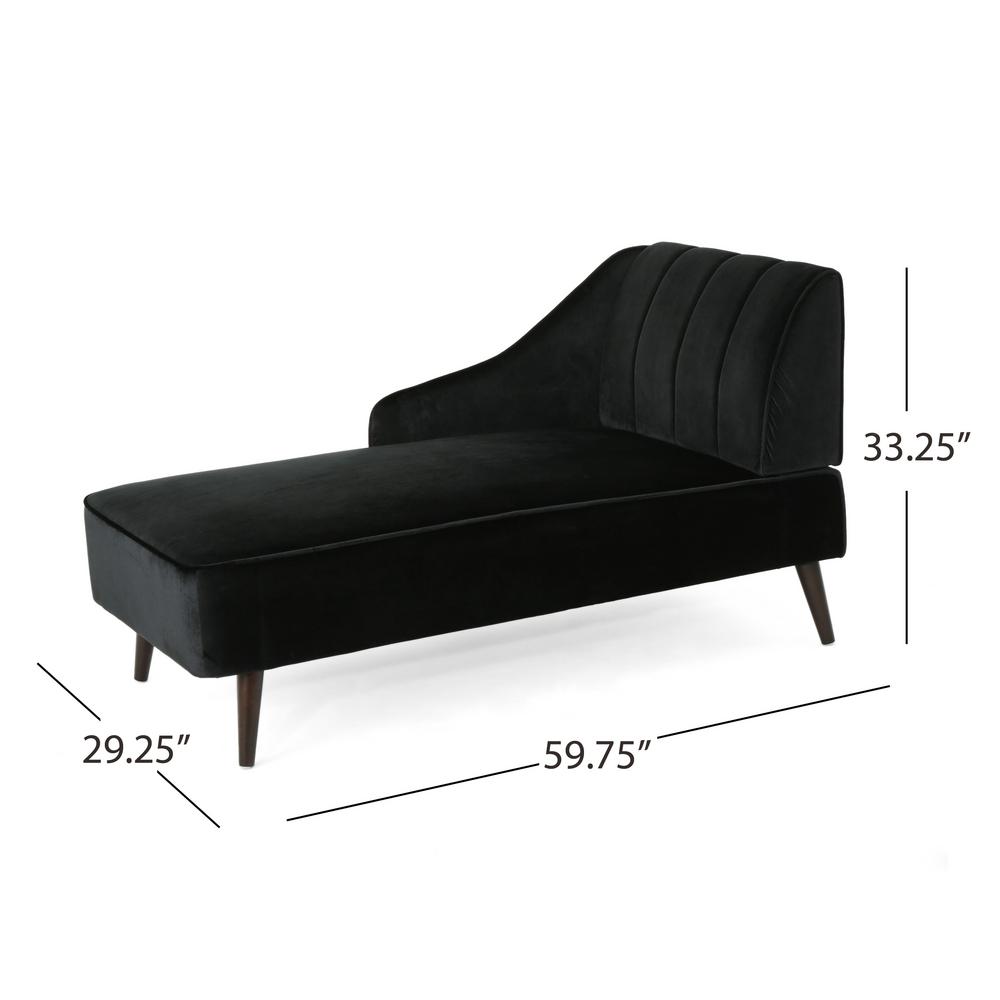 Noble House Auley Glam Black Velvet Chaise Lounge 304534 The Home Depot