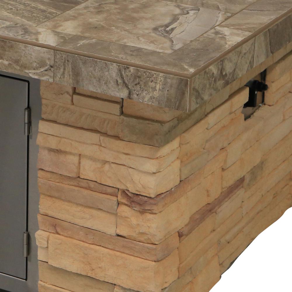 Cal Flame Cultured Stone Gas Fire Pit In Brown With Log Set And