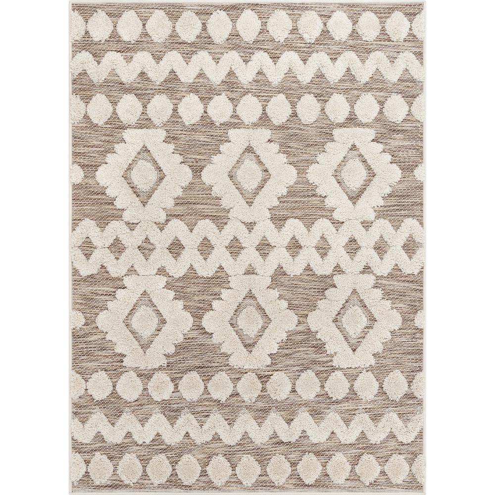 Well Woven Bellagio Chiara Tribal Moroccan Beige 5'3" x 7'3" High-Low Flat-Weave Area Rug