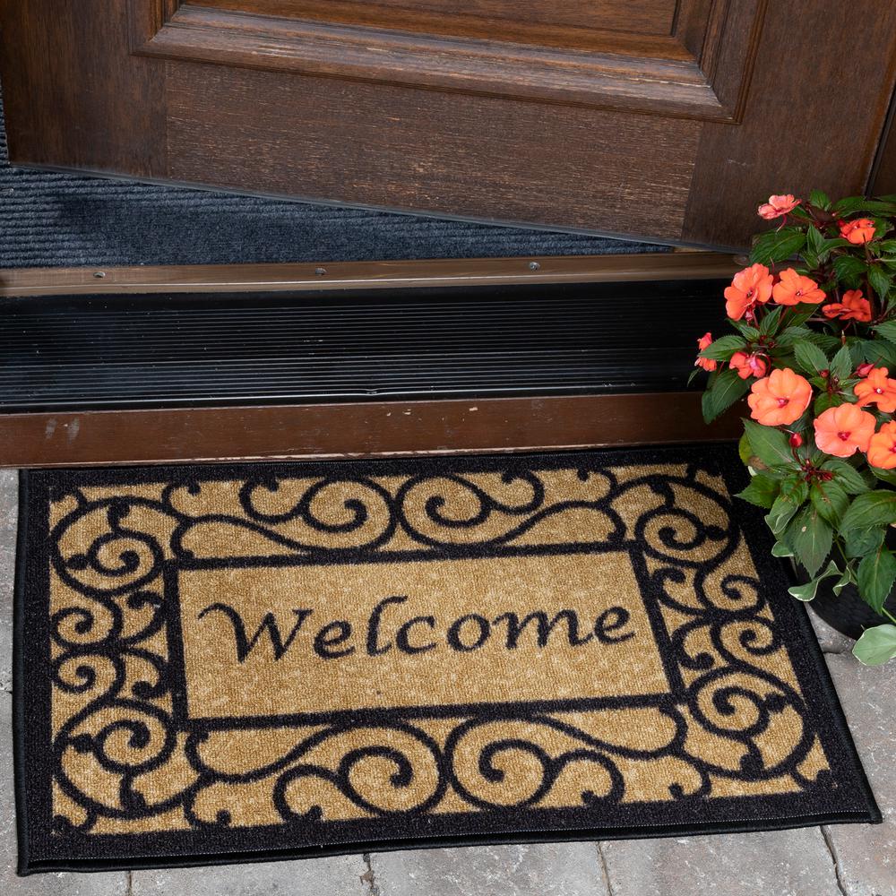 Ottomanson Welcome Beige 20 In X 30 In Non Slip Door Mat Oth2232 20x30 The Home Depot