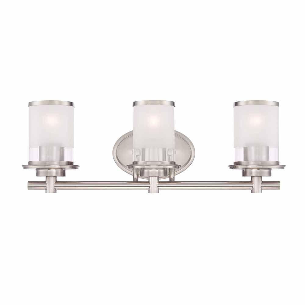 Hampton Bay Bronze Vanity Lighting The Home Depot 3 Light Brushed Nickel Vanity With Clear And Sand Glass Shades