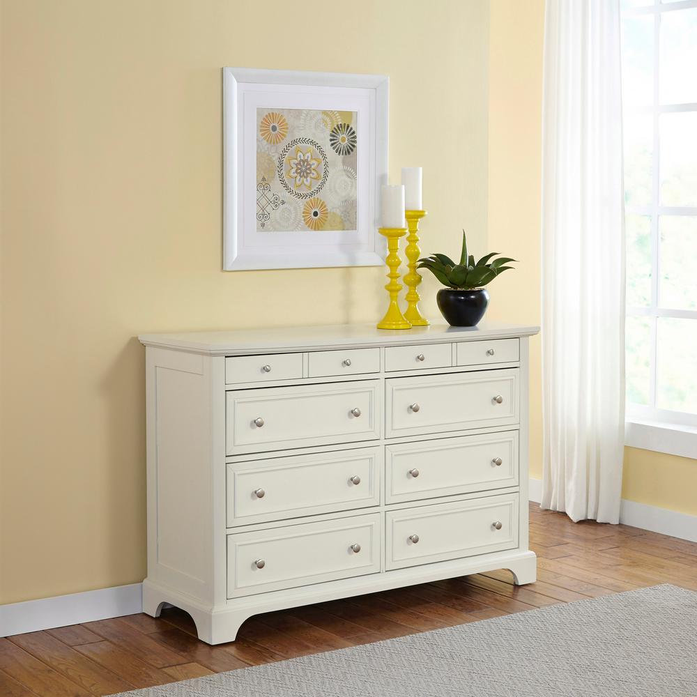 Homestyles Naples 8 Drawer White Dresser 5530 43k The Home Depot