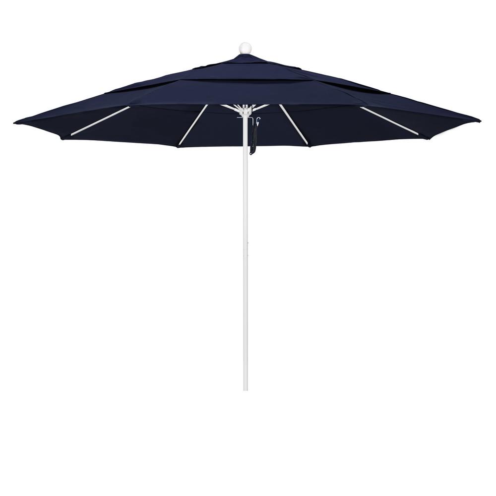 California Umbrella 11 Ft Market Matted White Fiberglass Po Dvent Patio Umbrella In Navy Blue Pacifica Alto118170 Sa39 Dwv The Home Depot