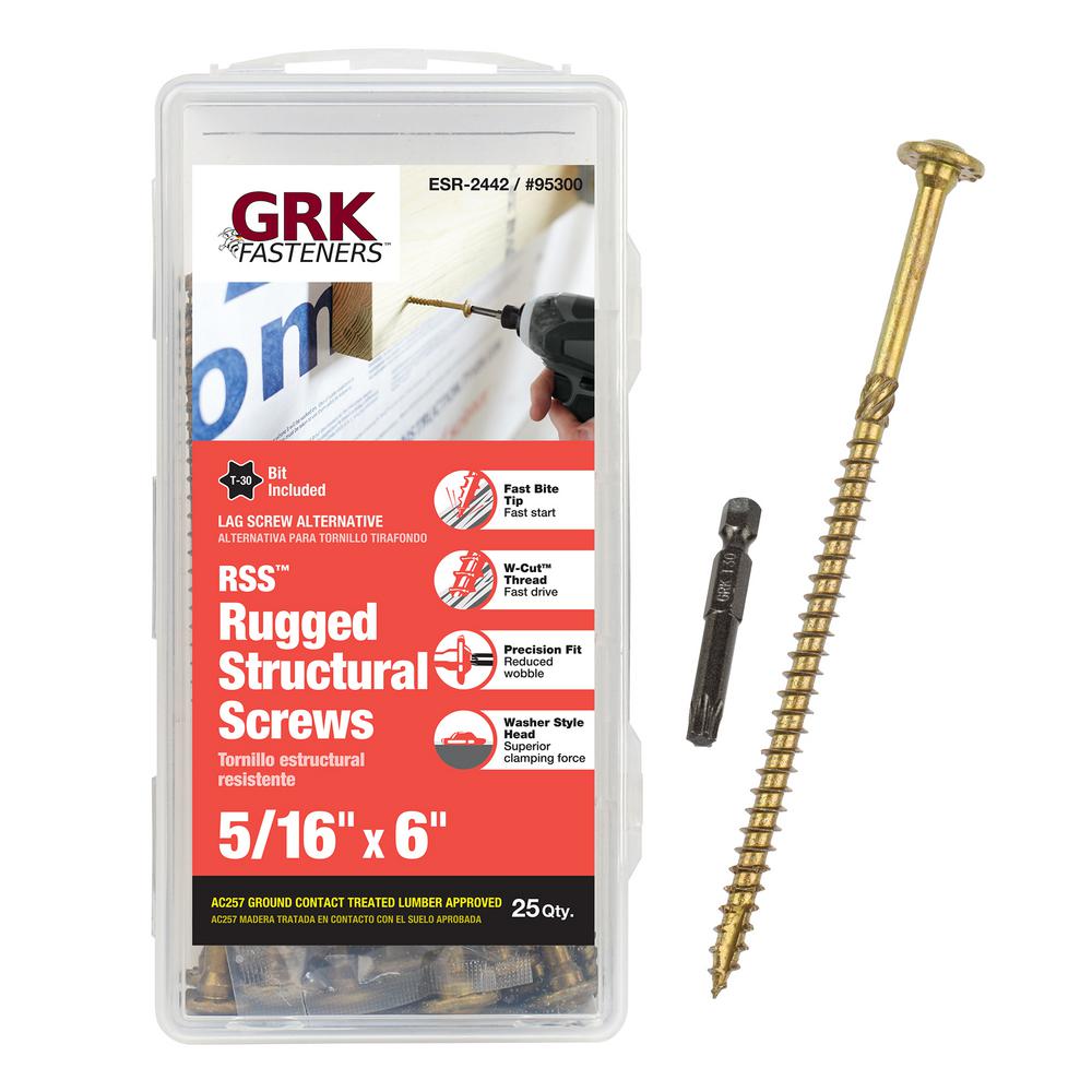 GRK 5/16 in. x 6 in. Star Drive Low Profile Washer Head Wood Screw (25