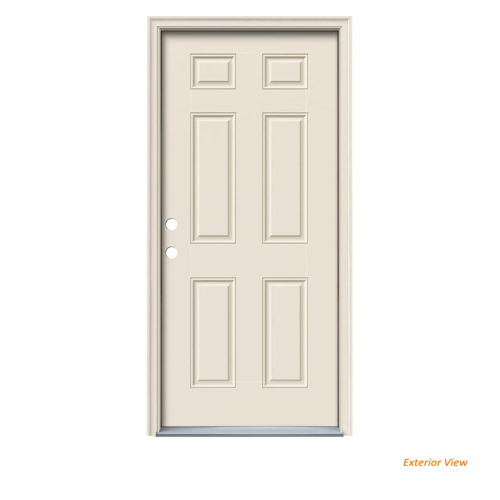 Jeld Wen 32 In X 80 In 6 Panel Primed Steel Prehung Right Hand