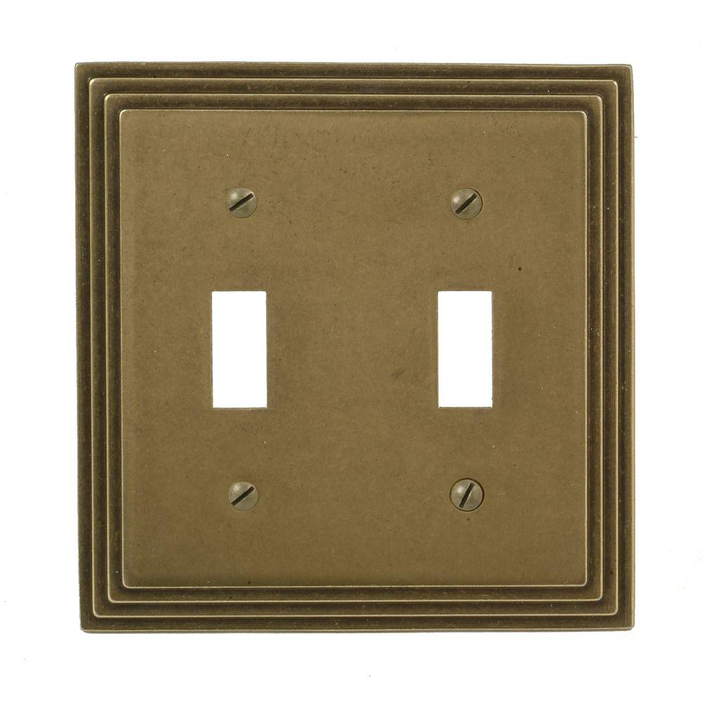 Amerelle Steps 2 Gang Toggle Wall Plate Rustic Brass 84ttrb The Amerelle Steps 2 Gang Toggle Wall Plate Rustic Brass