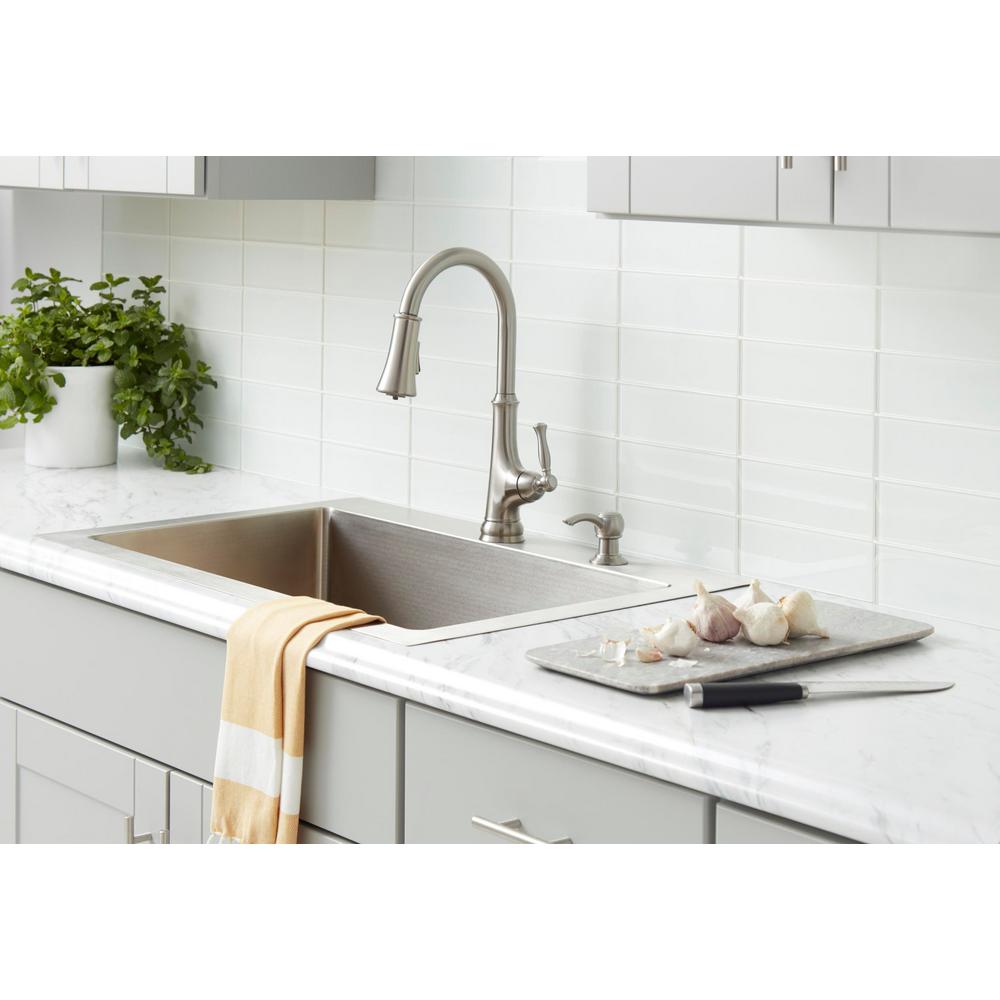 Glacier Bay Touchless Led Single Handle Pull Down Sprayer Kitchen Faucet With Soap Dispenser In Stainless Steel