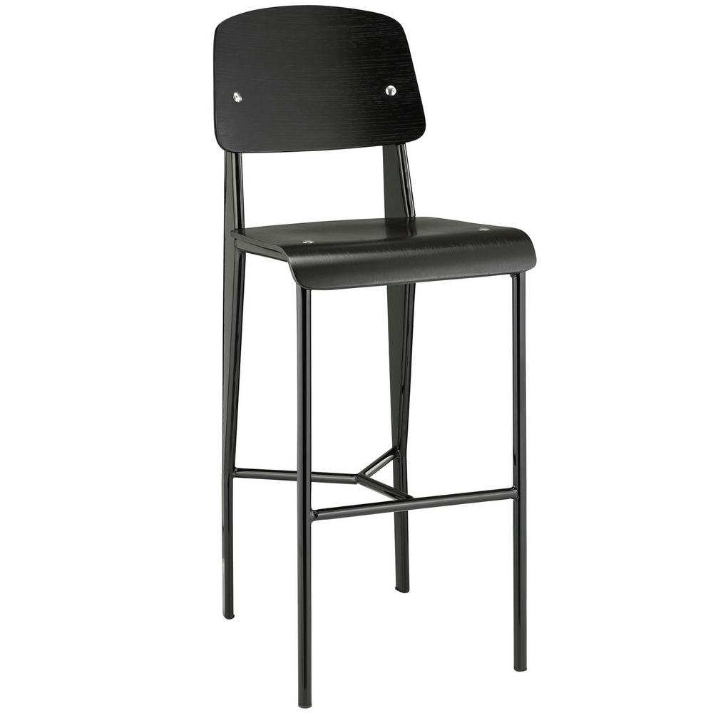 Modway Cabin 29 In Black Bar Stool Eei 1468 Blk The Home Depot Modway Cabin 29 In Black Bar Stool