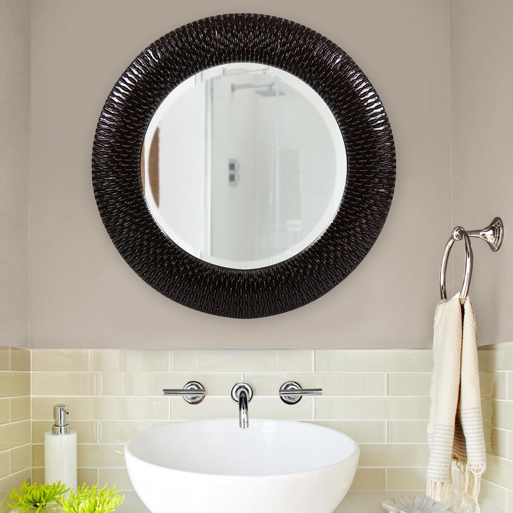 Black Round Plastic Mirrors Home Decor The Depot Bergman Small Black Round Mirror