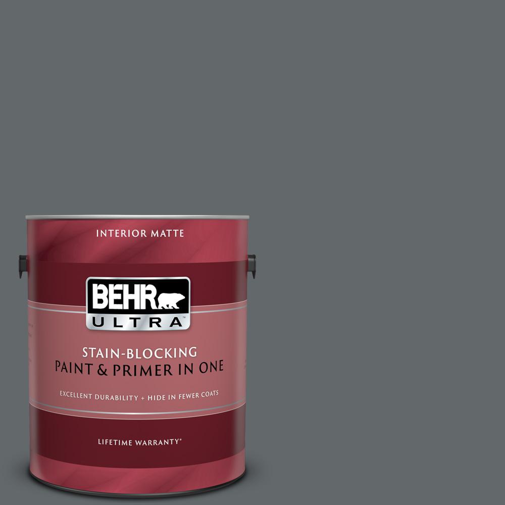 Behr Ultra 1 Gal Ppu26 02 Imperial Gray Matte Interior Paint And Primer In One
