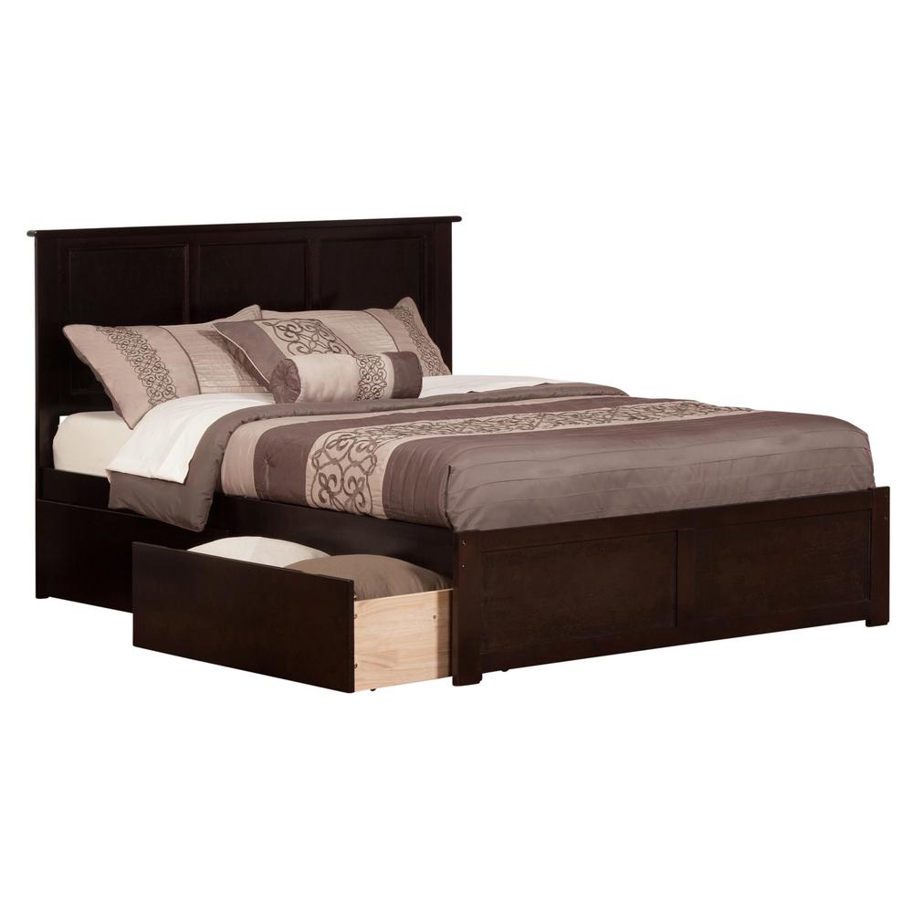 Atlantic Furniture Madison Espresso King Platform Bed With Flat Madison Espresso King Platform Bed With Flat Panel Foot Board And 2 Urban Drawers