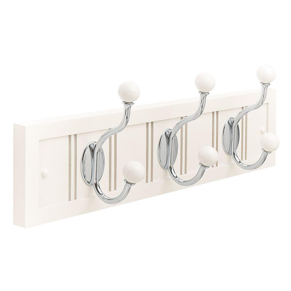 Amerock 18 in. White Wood Beadboard Rack with Polished Chrome and White ...