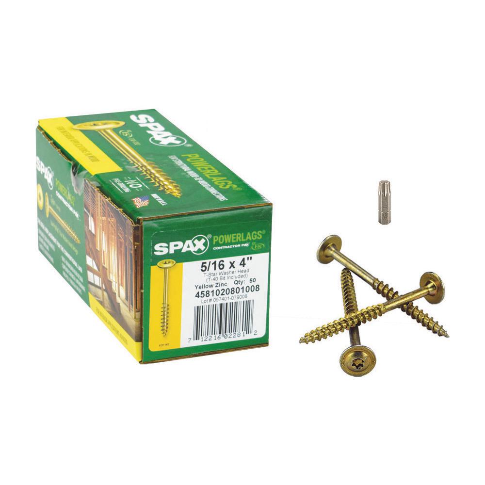 SPAX 5/16 in. x 4 in. TStar Drive Washer Head Yellow Zinc Coated PowerLag Screw Contractor Pax