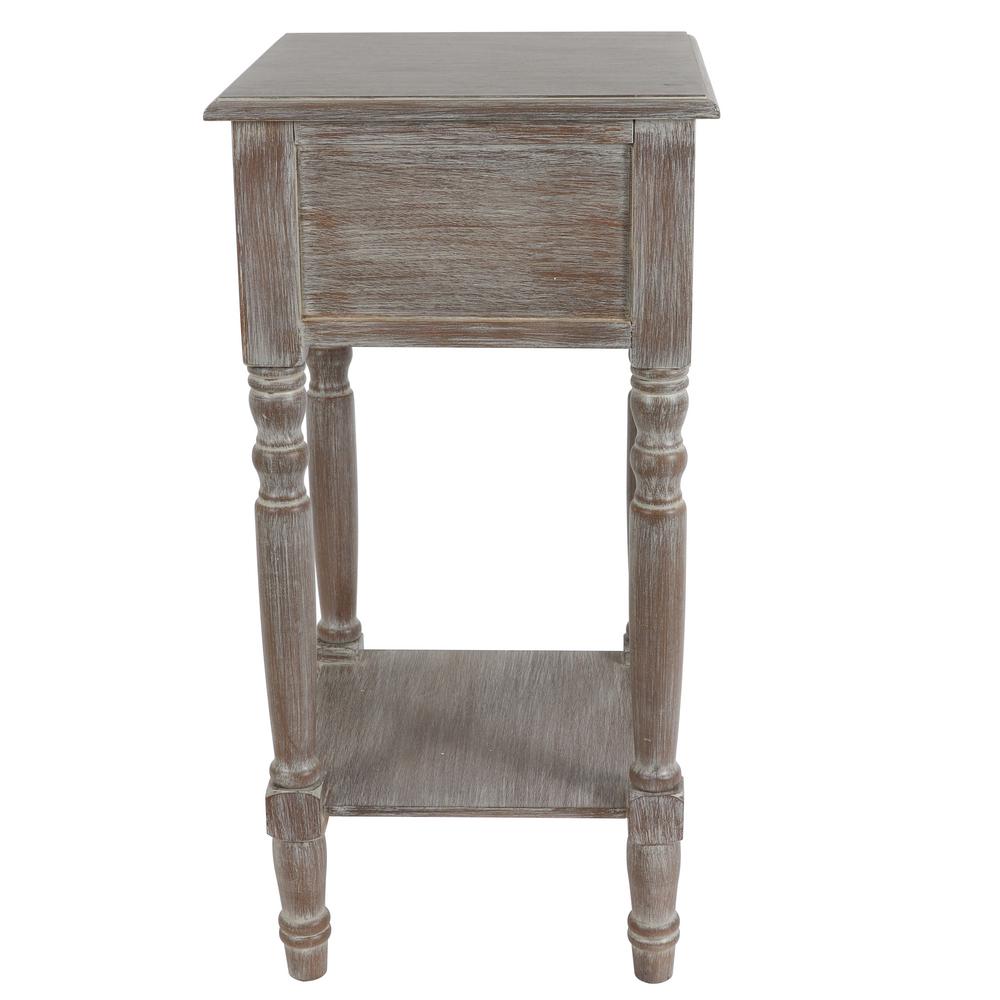 Decor Therapy Natural Wood 1 Drawer Square Table Fr8692 The Home Depot