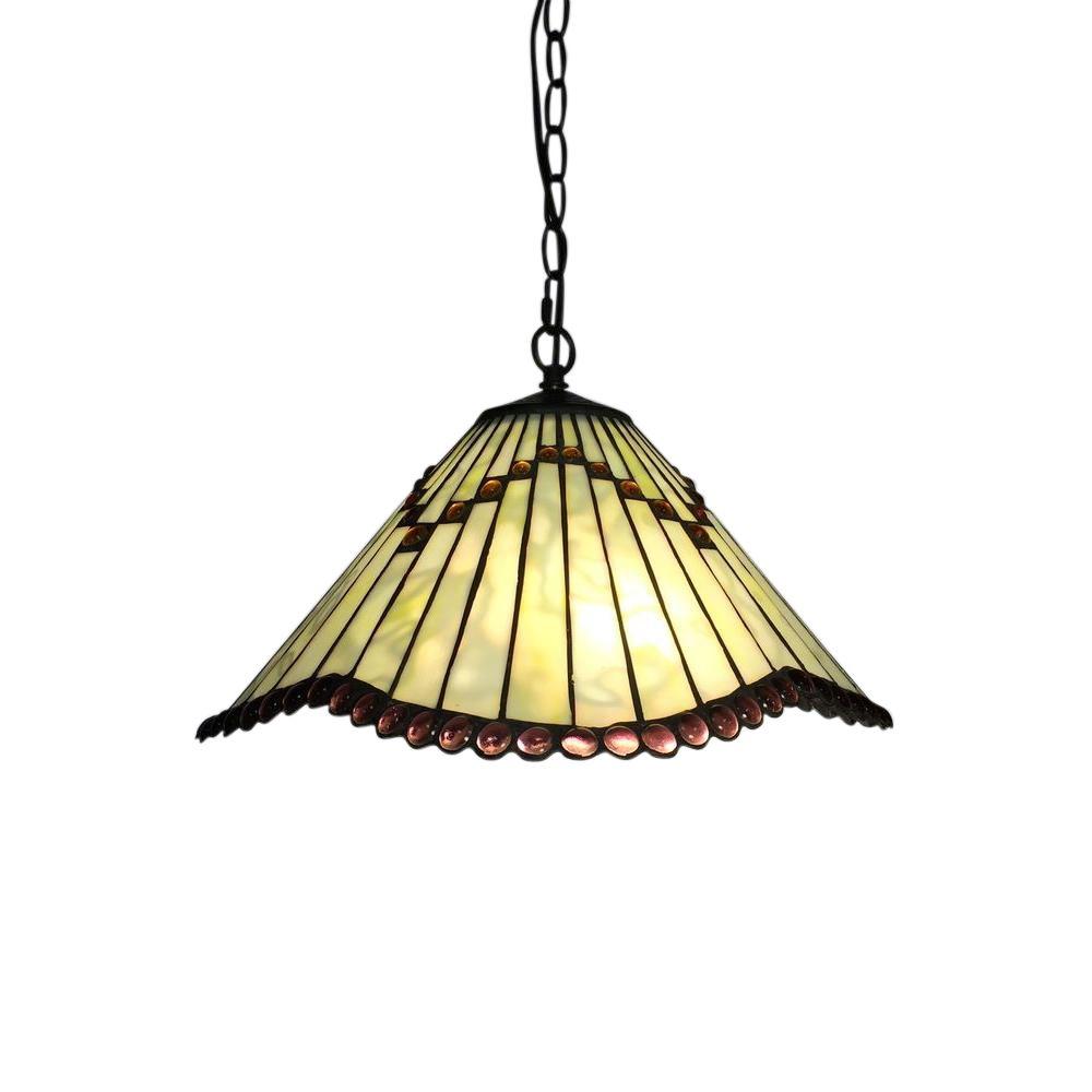 Avalyn 3-light Bronze Indoor Off-white Tiffany-style Hanging Lamp With 