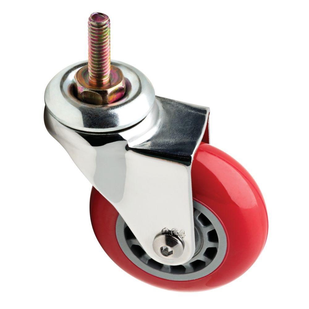 2-1/2 in. Red Swivel Stem Caster with 110 lb. Load Rating