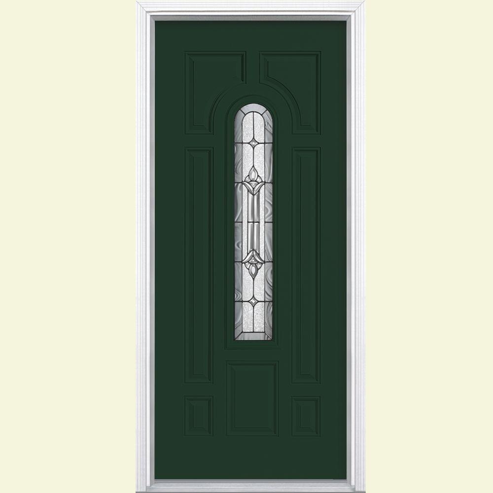 Masonite 36 In X 80 Providence Center Arch Conifer Right Hand Providence Center Arch Conifer Right Hand Inswing Painted Steel Prehung Front Door W Brickmold