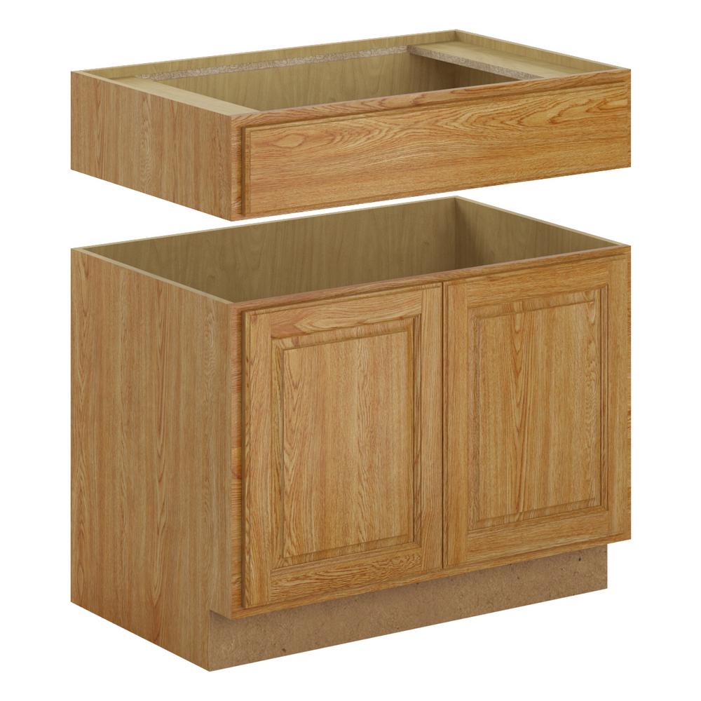 Hampton Bay Madison Assembled 36x34 5x24 In Accessible Sink Base   Medium Oak Hampton Bay Assembled Kitchen Cabinets Bsa36 Mmo 64 1000 