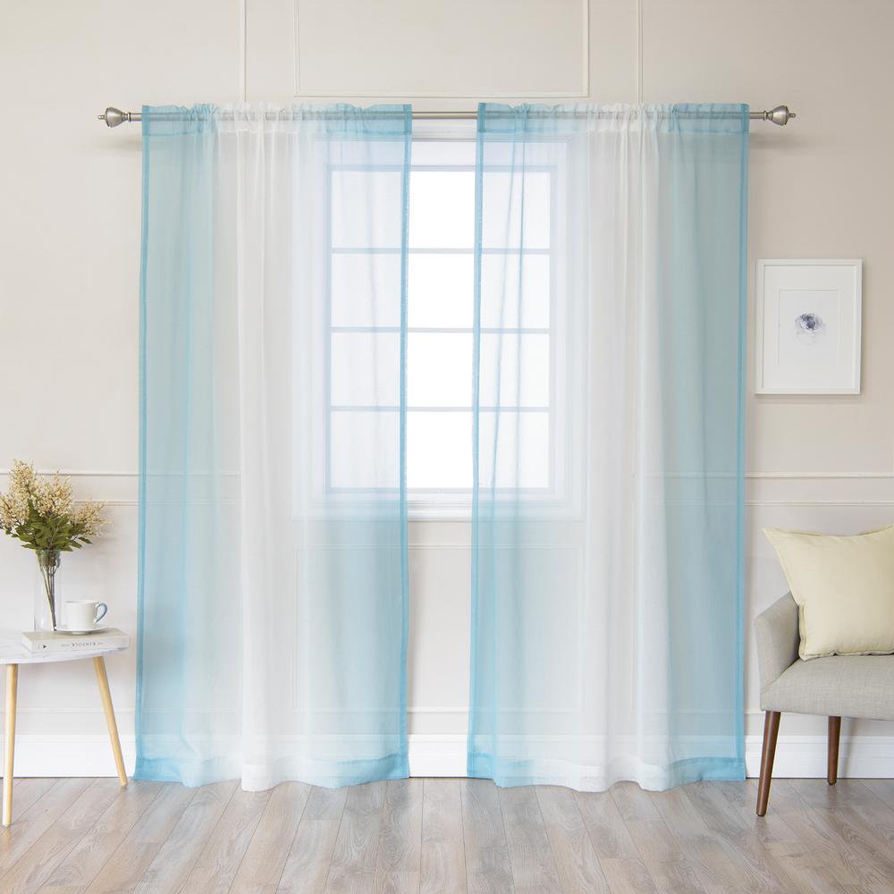 Best Home Fashion 84 In L Ocean Sheer Faux Linen Rod Pocket Ombre