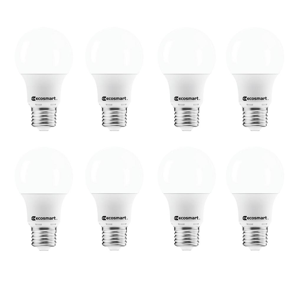 EcoSmart 40-Watt Equivalent A19 Non-Dimmable LED Light Bulb Daylight (8 ...