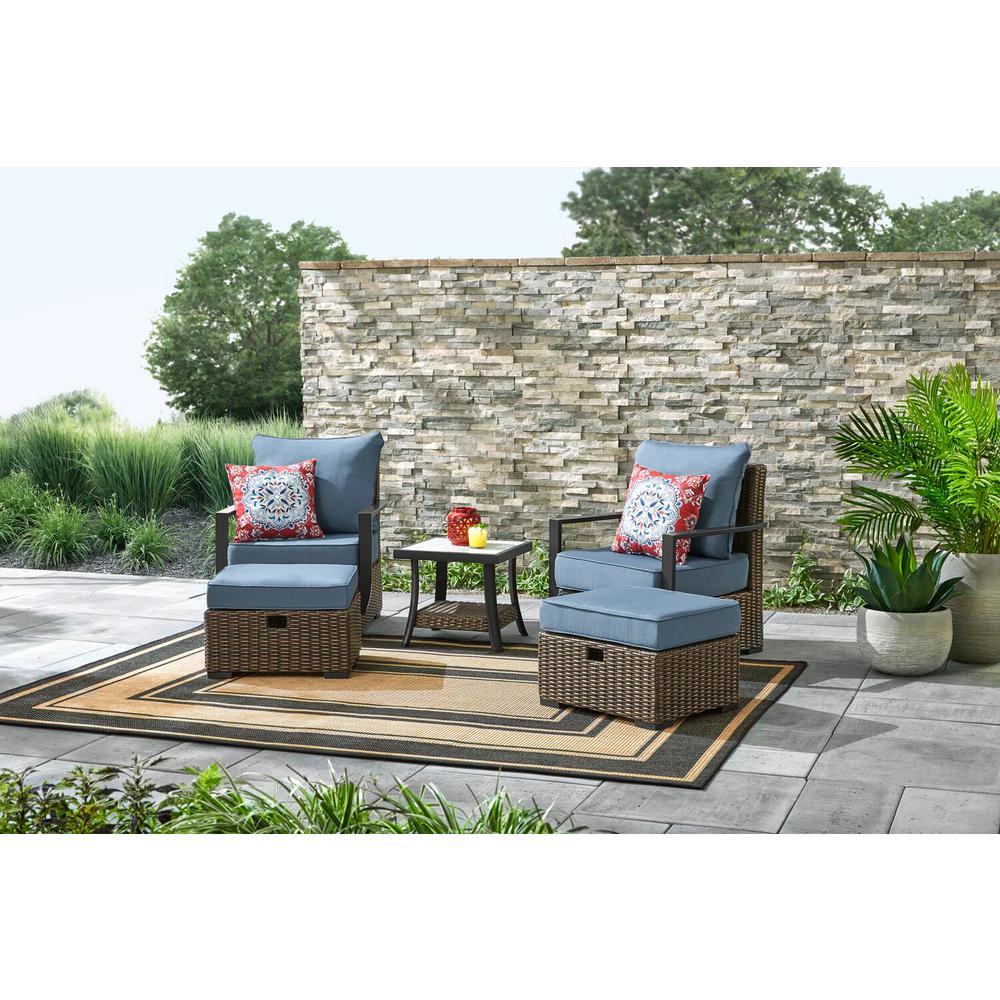 Hampton Bay Whitfield 5Piece Dark Brown Metal Outdoor Patio Round Fire
