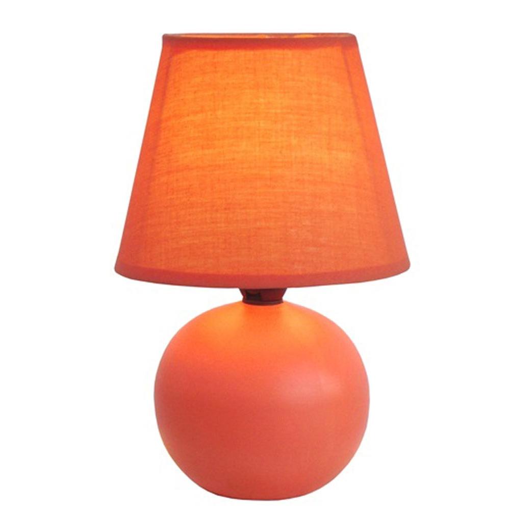 Simple Designs 8.78 in. Orange Mini Ceramic Globe Table Lamp-LT2008-ORG