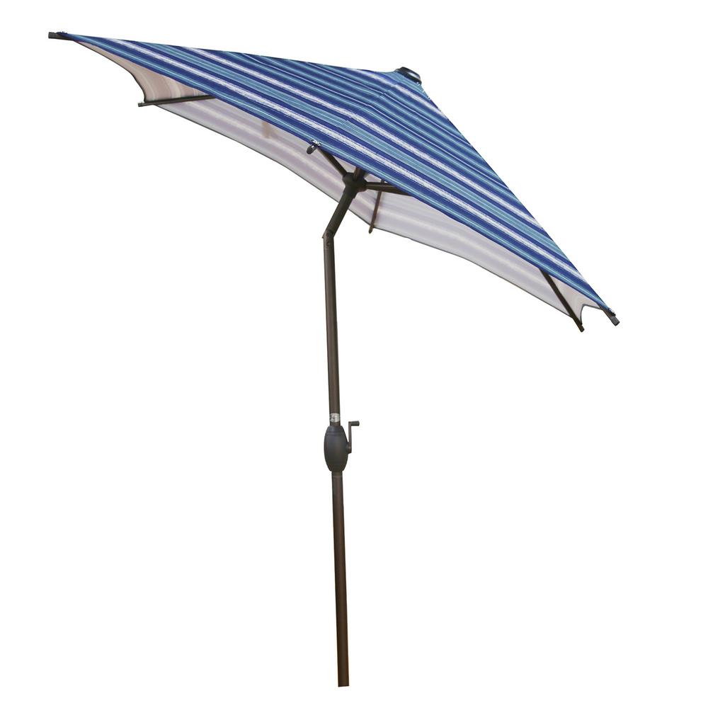 Abba Patio 7 1 2 Ft Round Outdoor Market With Push Button Tilt And Crank Lift Patio Umbrella In Blue Striped Ap75386ctbs The Home Depot