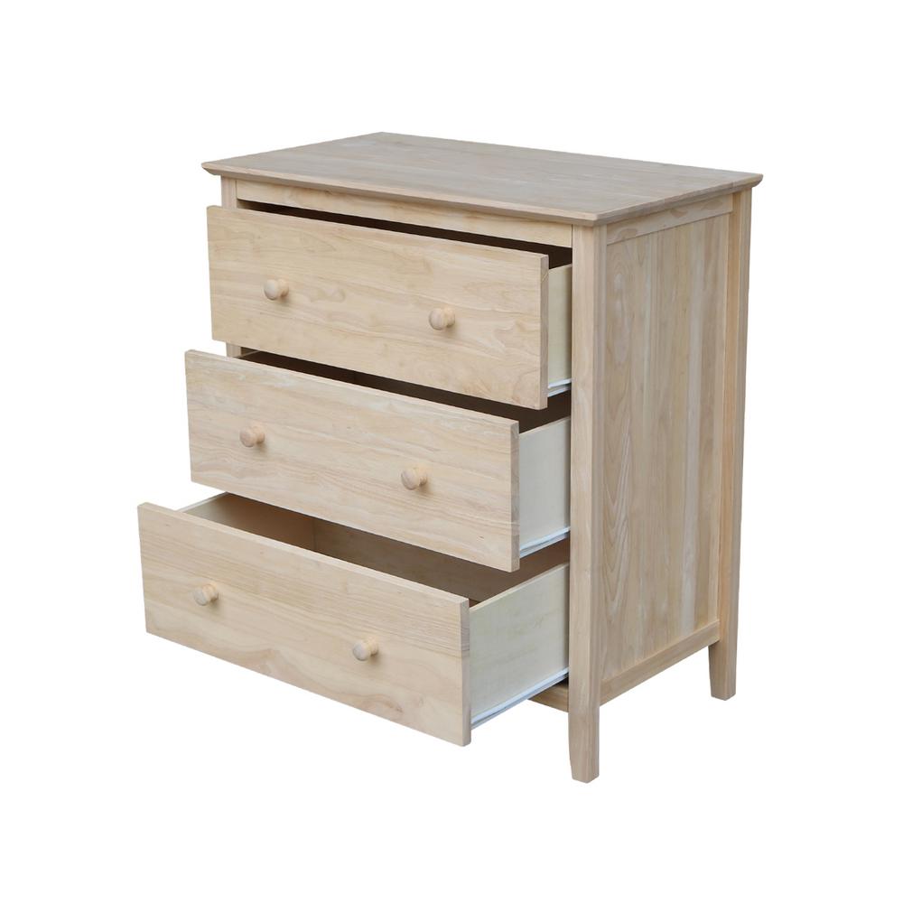 International Concepts Brooklyn 3 Drawer Unfinished Wood International Concepts Brooklyn 3 Drawer Unfinished Wood