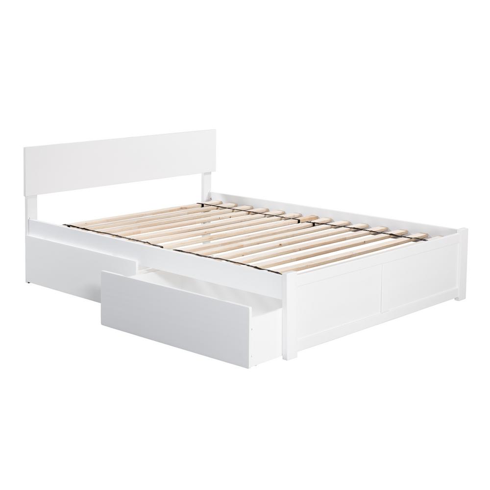 Atlantic Furniture Orlando White Queen Platform Bed With Flat