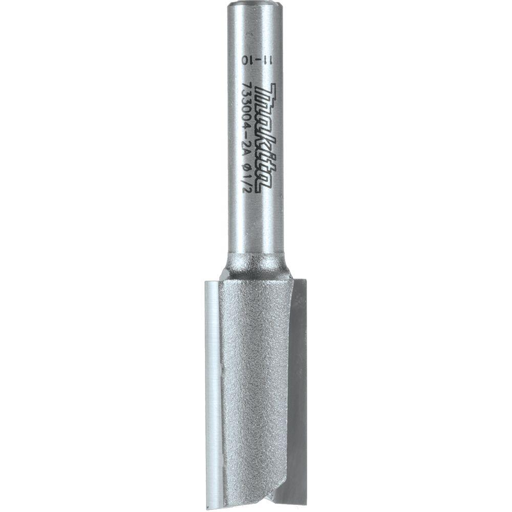 Makita 1/2 in. x 1 in. CarbideTipped, Straight 2 Flute Router Bit with